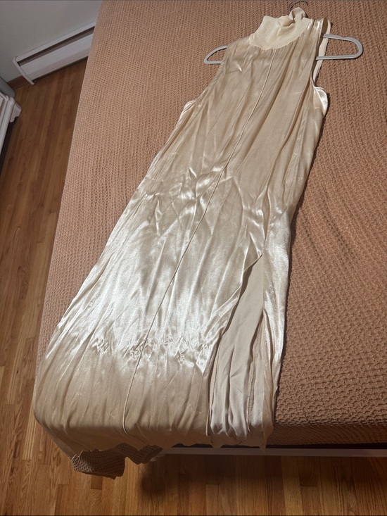 Zara Dresses & Skirts - Silky High-Neck Slip Dress in Gold